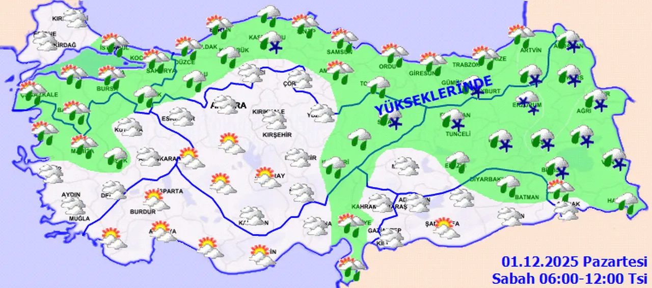 Meteoroloji 1 Aralık hava tahmin raporu