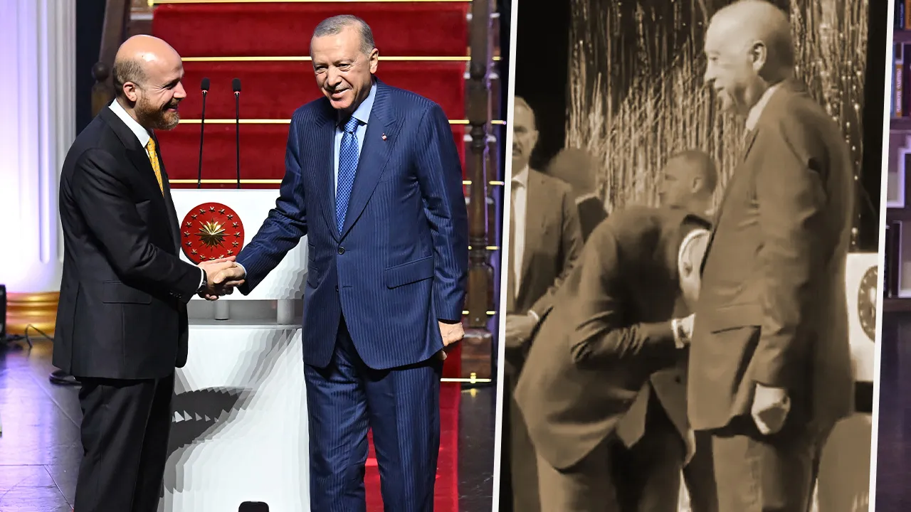 Önce tokalaştı, sonra elini öptü! Cumhurbaşkanı Erdoğan ile Bilal Erdoğan arasında samimi anlar