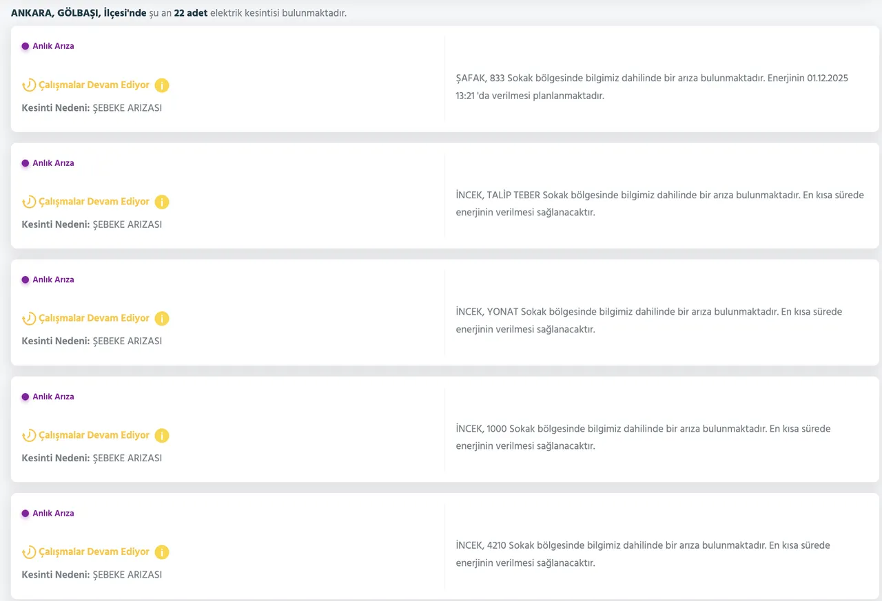 1 Aralık Ankara elektrik kesintisi! Ankarada elektrikler ne zaman, saat gelecek?