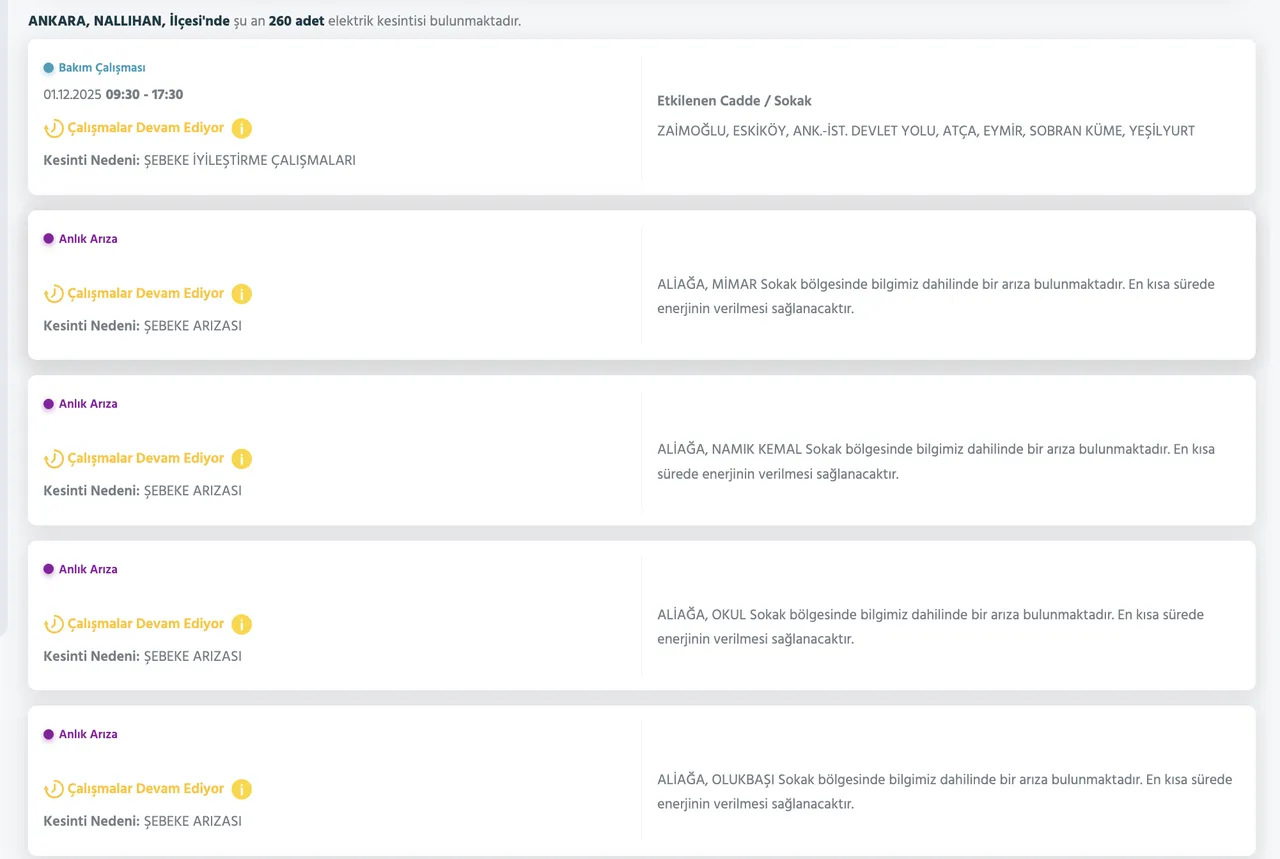1 Aralık Ankara elektrik kesintisi! Ankarada elektrikler ne zaman, saat gelecek?