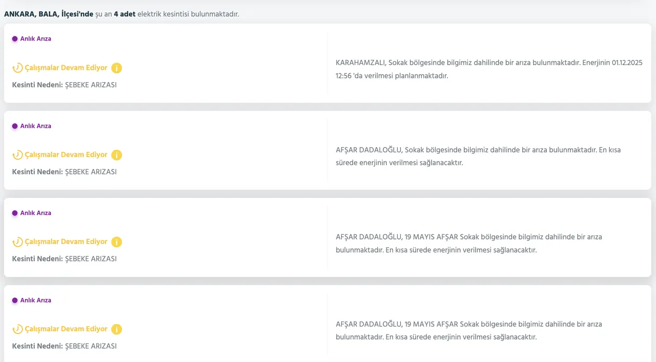 1 Aralık Ankara elektrik kesintisi! Ankarada elektrikler ne zaman, saat gelecek?