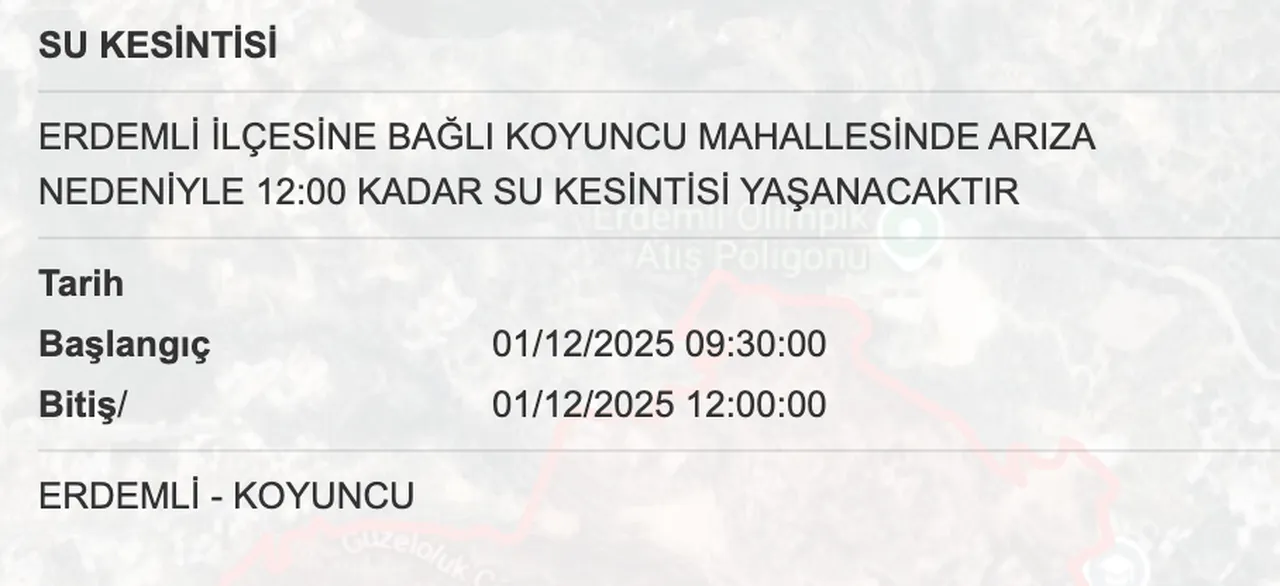 Mersin su kesintisi sorgulama ekranı! Sular ne zaman gelecek?