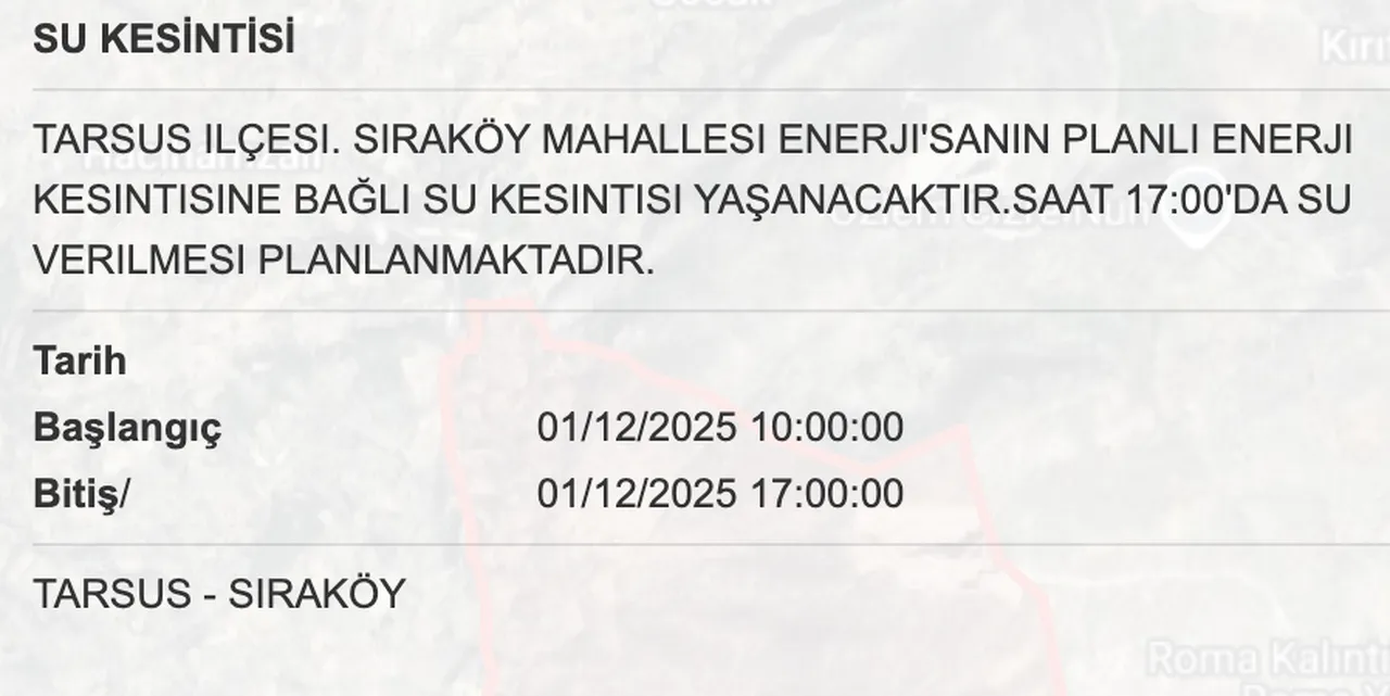 Mersin su kesintisi sorgulama ekranı! Sular ne zaman gelecek?