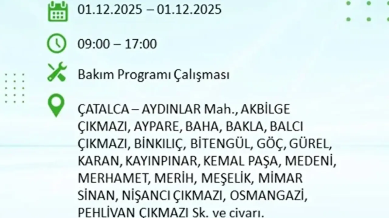 Son dakika.... İstanbulda elektrikler ne zaman gelecek? 1 Aralık BEDAŞ ve AYEDAŞ programı