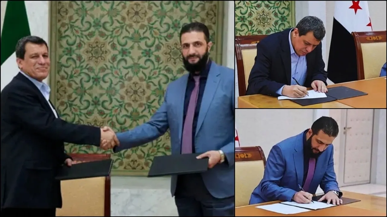 SDG lideri Mazlum Abdi ile Suriye Cumhurbaşkanı Ahmed Şara, SDG'nin Suriye ordusuna entegrasyonu konusunda anlaşma imzaladı / 10 Mart 2025