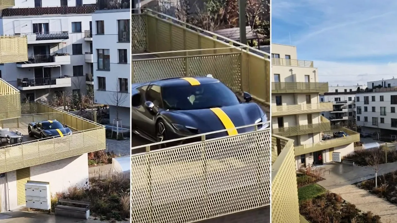 Ferrari havada sallandı! Genç milyoner lüks aracını balkona park etti