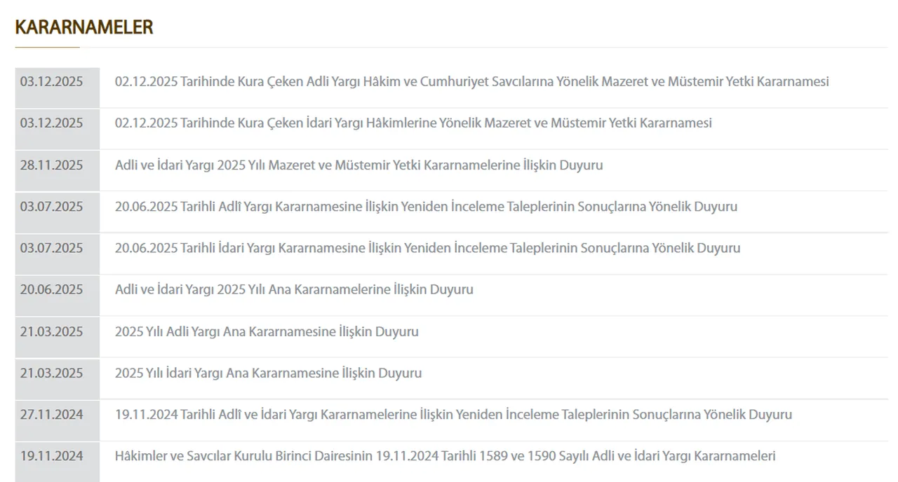 Hakim savcı atamaları sorgulama: HSK yer değiştirme atama isim listesi