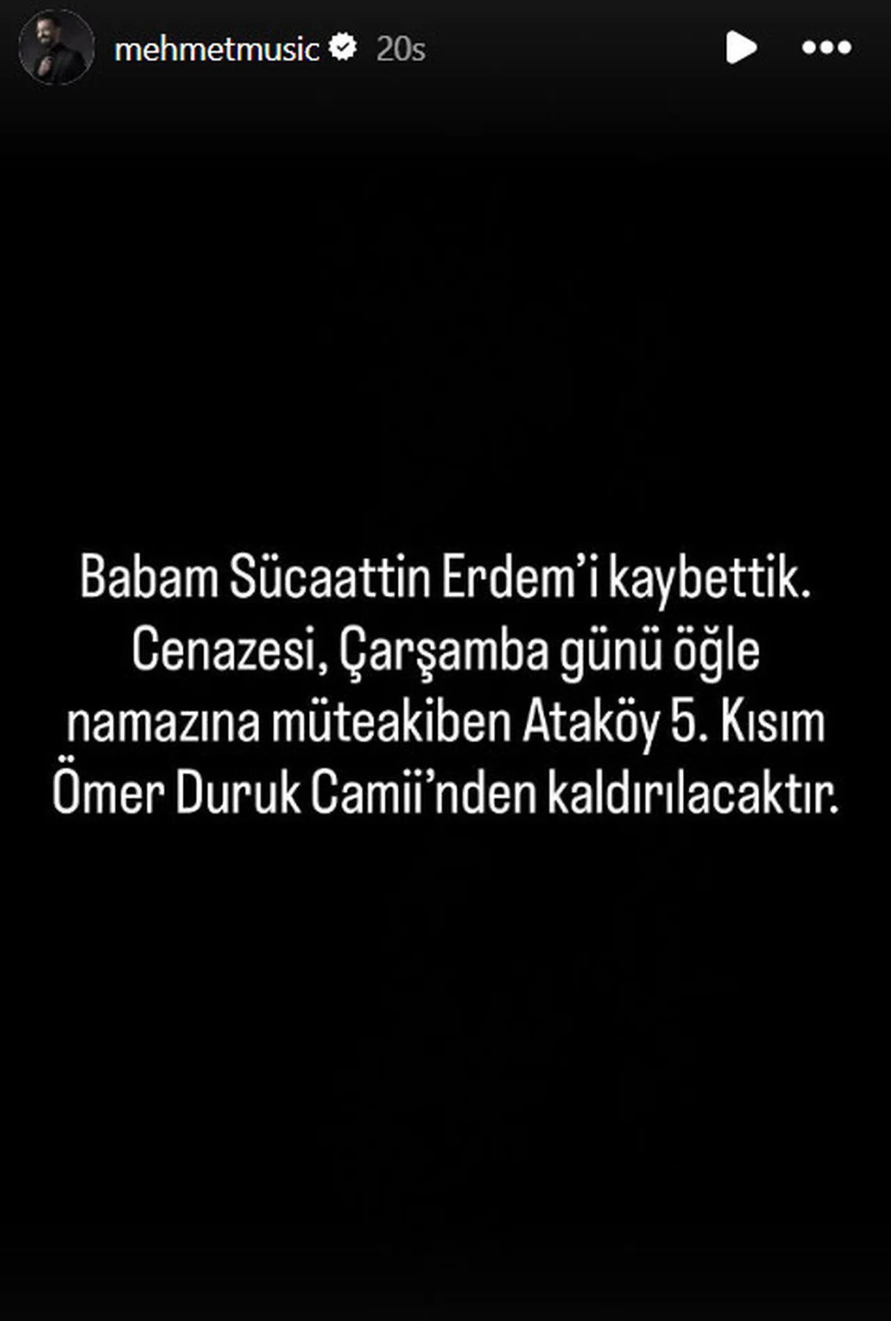 Ünlü şarkıcı Mehmet Erdem baba acısını paylaştı