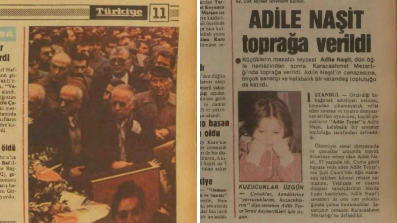 Adile Naşit'in cenaze töreni, Türkiye Gazetesi'nde böyle haber olmuştu.