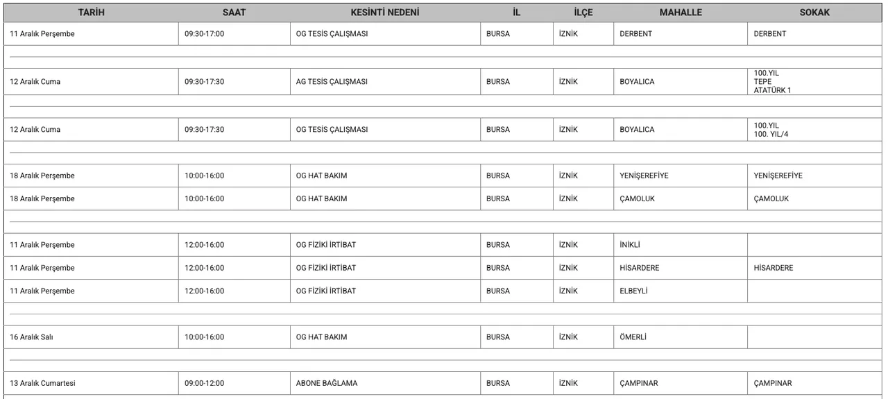 Bursa elektrik kesintisi 12-13-14 Aralık listesi! UEDAŞ planlı kesinti ne zaman bitecek, elektrikler ne zaman gelecek?