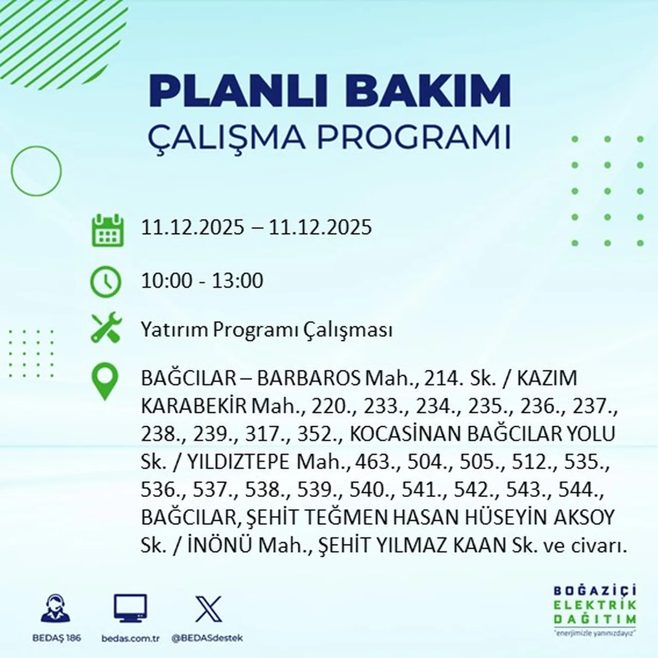 Son dakika İstabul elektrik kesintisi sorgulama: 11 Aralık Perşembe elektrikler ne zaman gelecek?