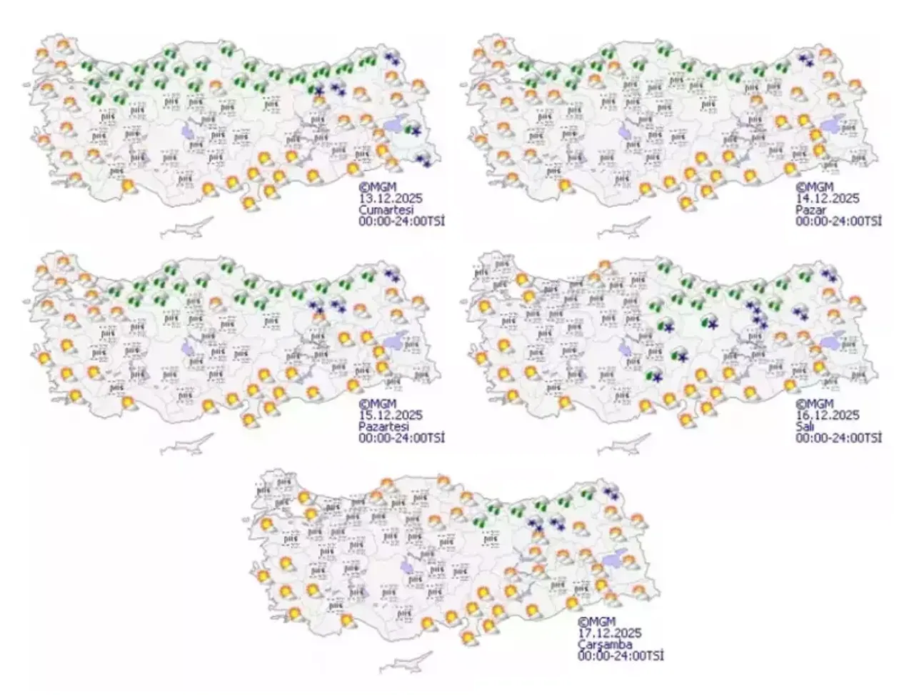 5 günlük haritalı hava tahmin raporu