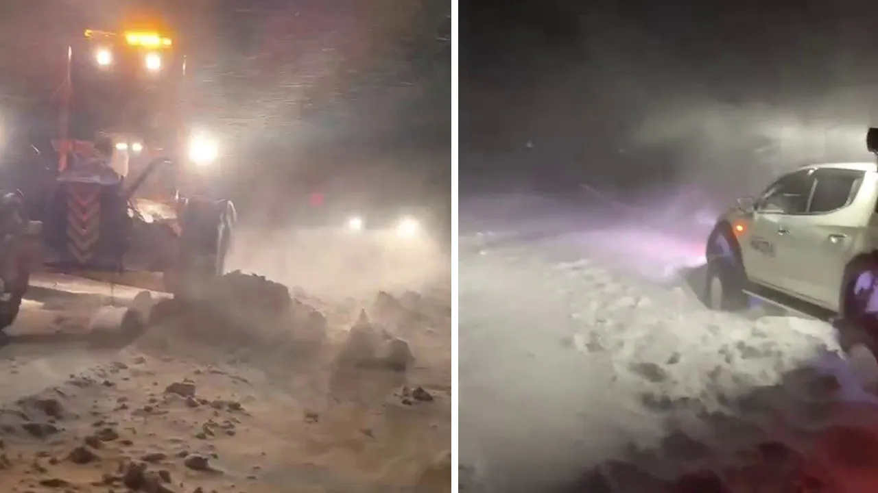 Kar ve tipi bastırdı, mahsur kaldılar! İş makineleri devreye girdi