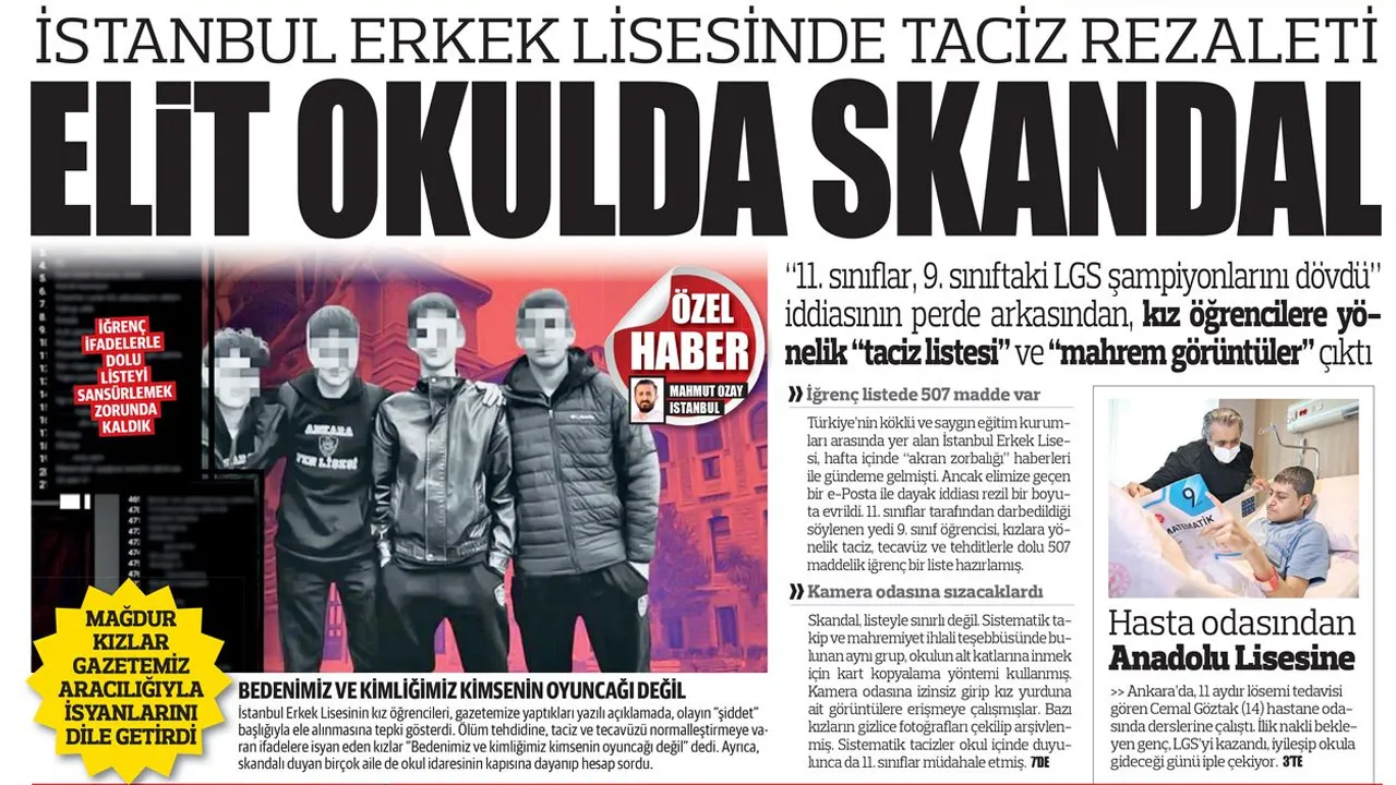 “Elit okulda skandal” manşetimizle Türkiye’nin köklü eğitim kurumu İstanbul Erkek Lisesinde yaşananları ifşa etmiştik.