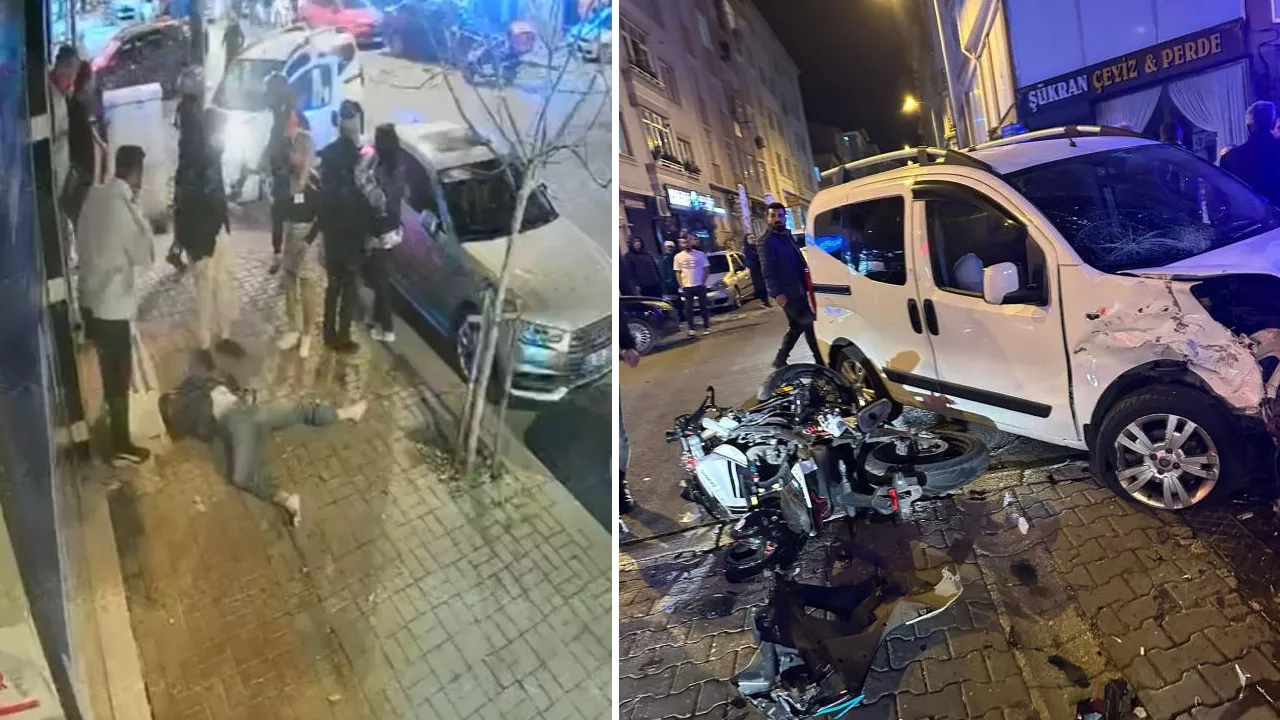 Tekirdağ'da korkunç kaza! Motosiklet sürücüsü kaldırımda bekleyenlerin üstüne uçtu