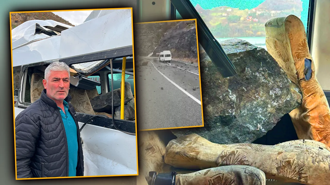 Artvin'de üstüne kayalar düşen minibüsün şoförü dehşeti anlattı: “Dinamit patlamış gibiydi”