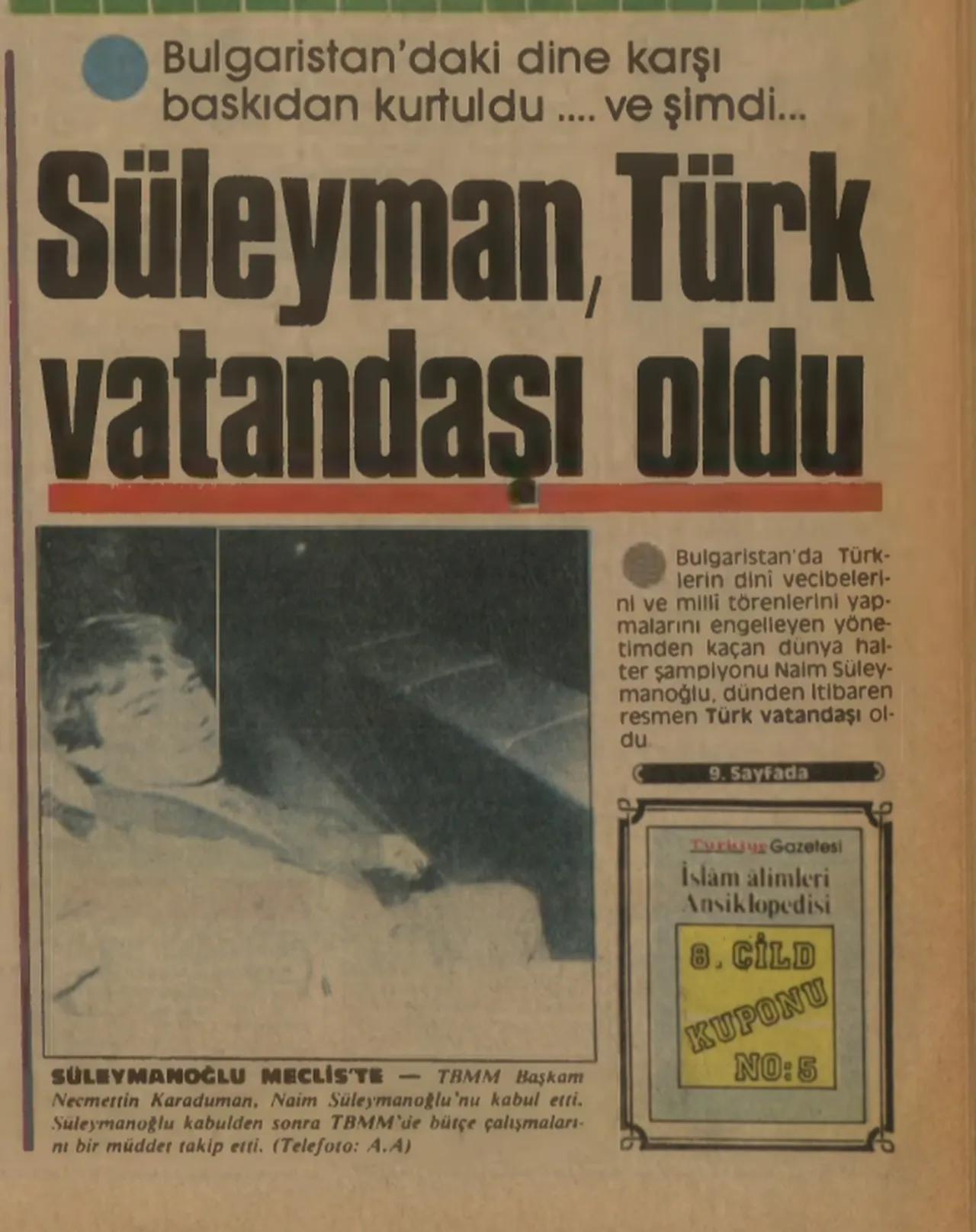 16 Aralık 1986 tarihli Türkiye gazetesi haberi