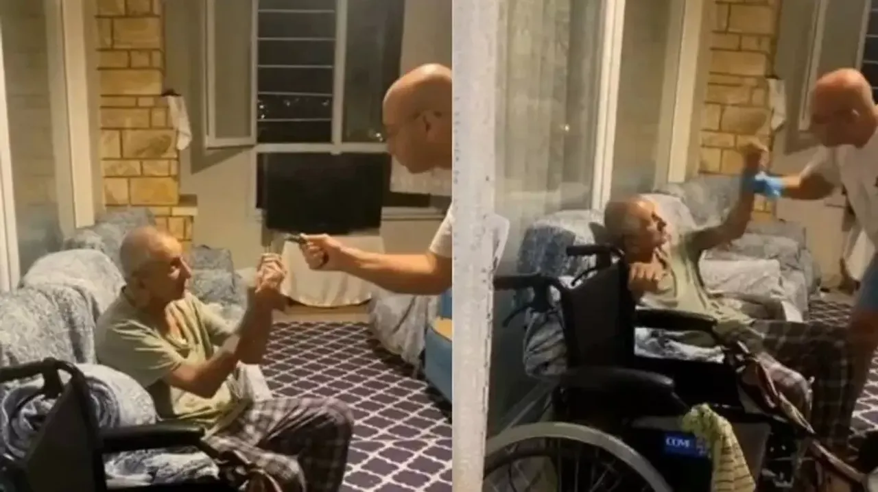 Yaşlı adamın darp edildiği görüntülerden bir kare