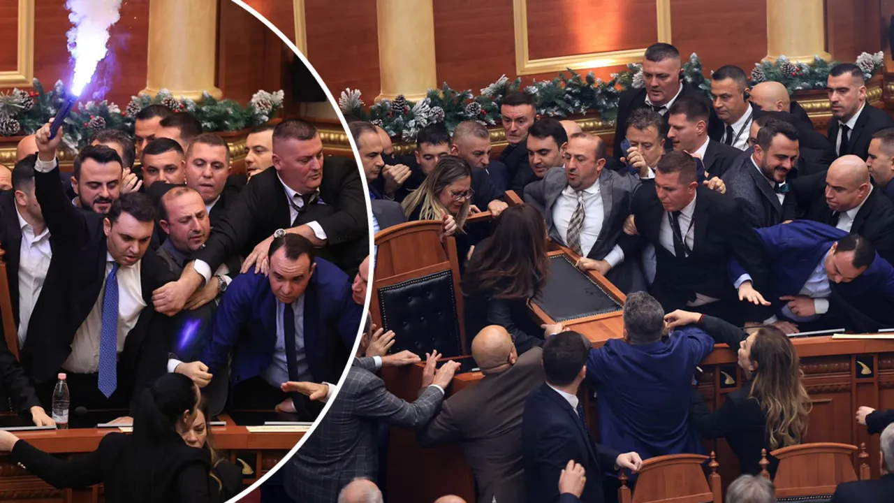 Arnavutluk meclisinde kaos! Vekillerle bakanlar birbirine girdi