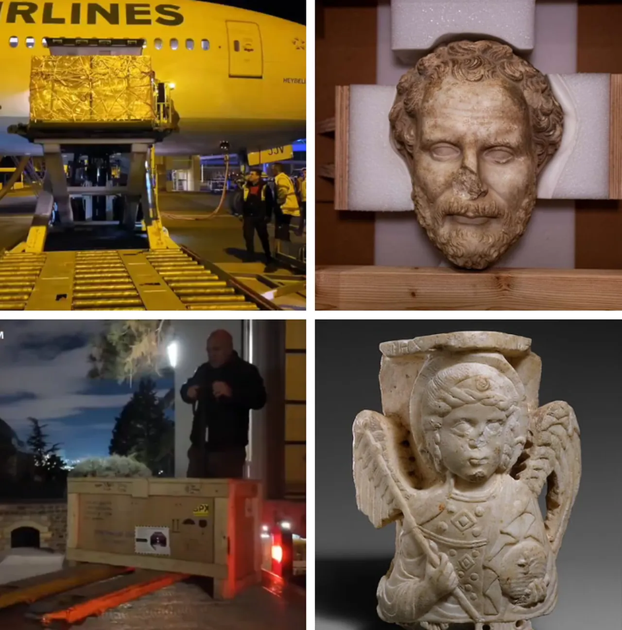 Beklenen eserler geldi! Boubon Antik Kenti’nden ABDye kaçırılan heykeller Türkiyeye giriş yaptı