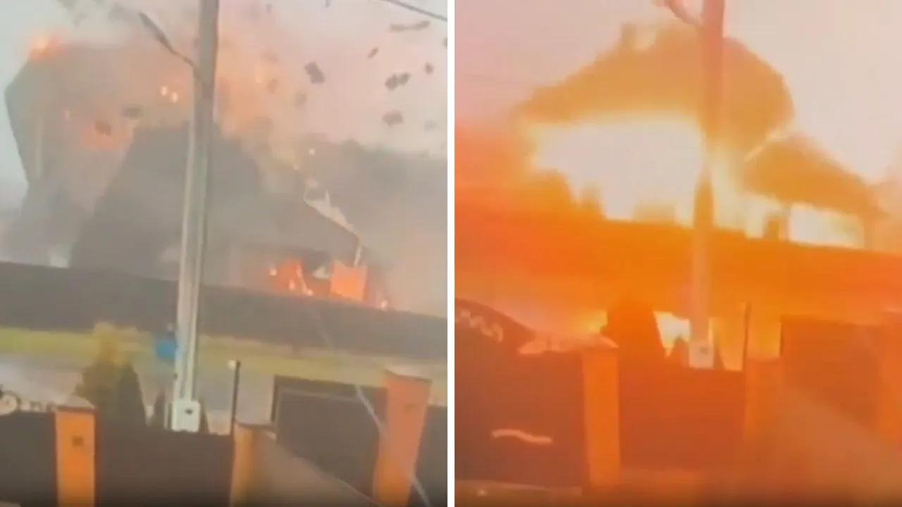 Rusya'da müstakil bir evde doğal gaz patlaması! Korkunç anlar kamerada