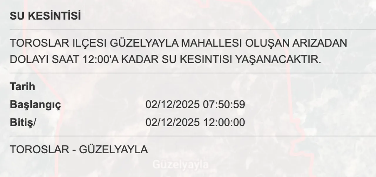 1 Aralık MESKİ su kesintisi listesini paylaştı! Mersinde sular ne zaman gelecek, saat kaçta?