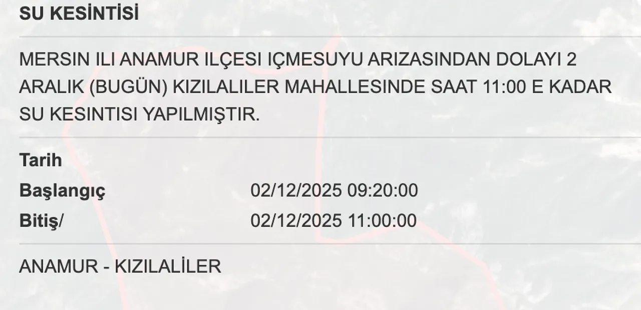 1 Aralık MESKİ su kesintisi listesini paylaştı! Mersinde sular ne zaman gelecek, saat kaçta?