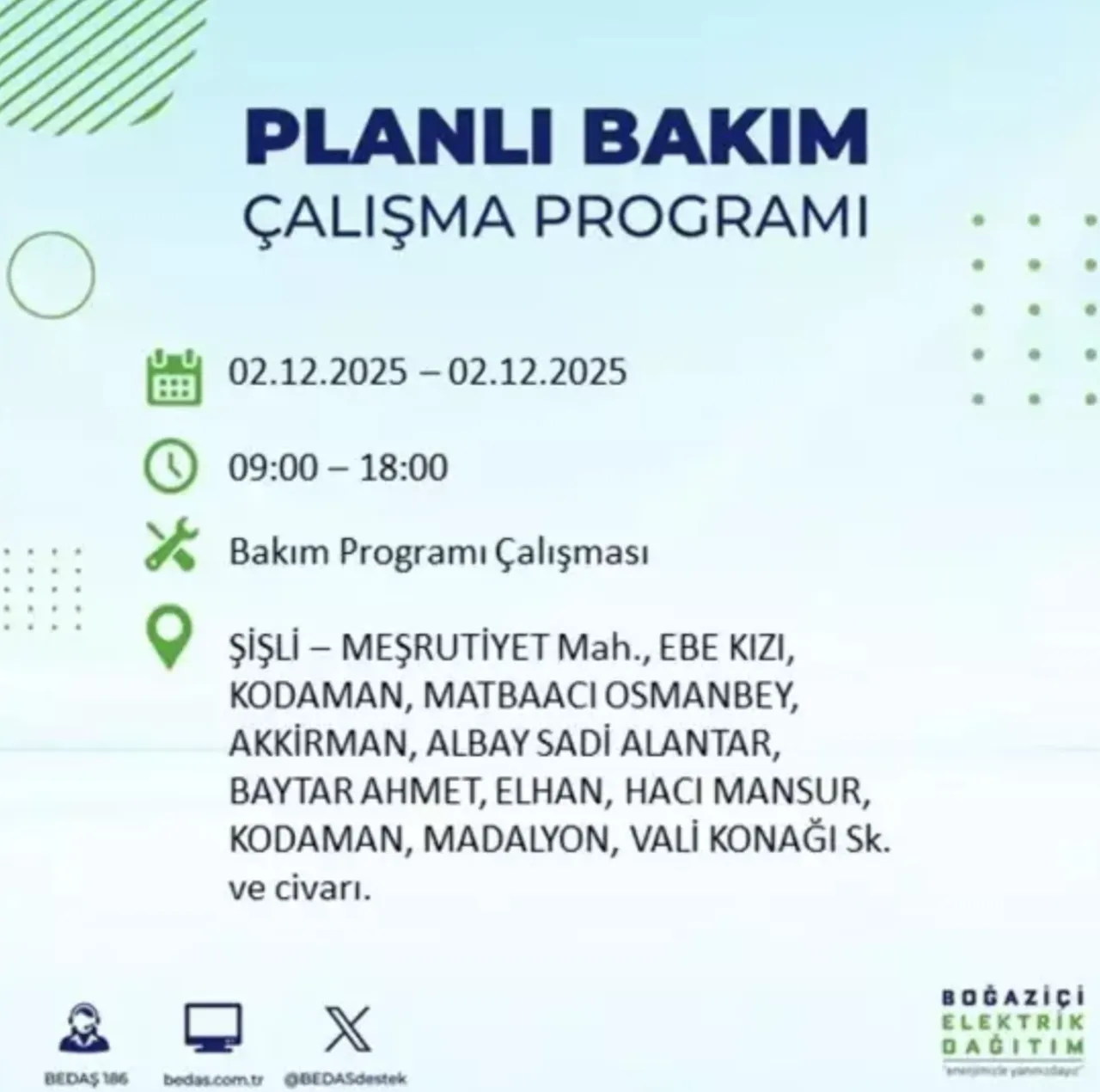 2 Aralık İstanbulda elektrikler ne zaman gelecek? BEDAŞ ve AYEDAŞ kesinti programı