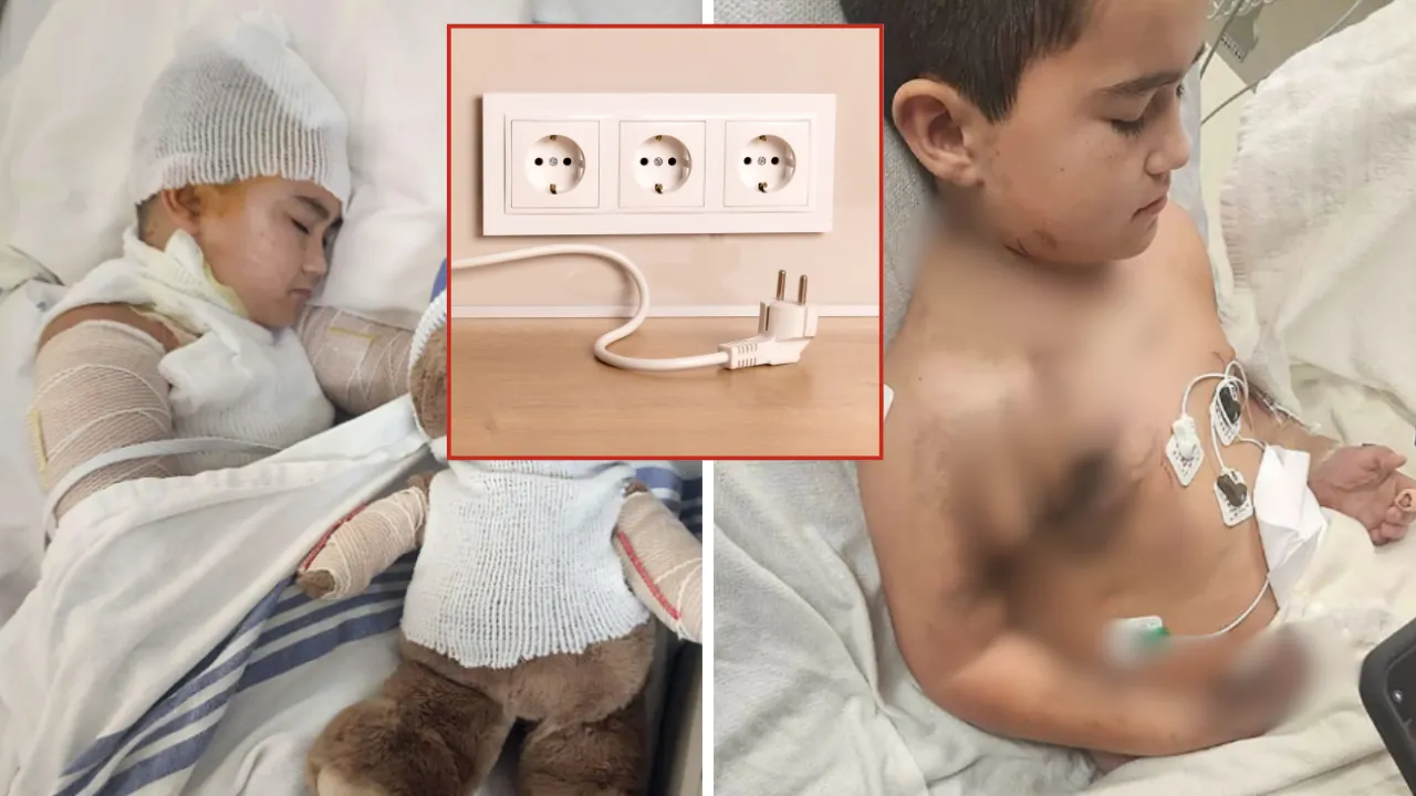 Metal kolyesi prize sıkıştı! Küçük çocuk uykusunda faciayı yaşadı