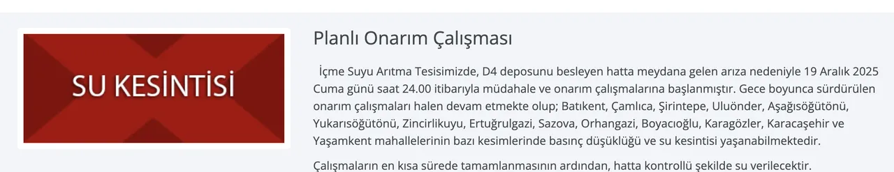 Eskişehir su kesintisi programı! Eskişehirde su kesintisi ne zaman bitecek, sular saat kaçta gelecek?