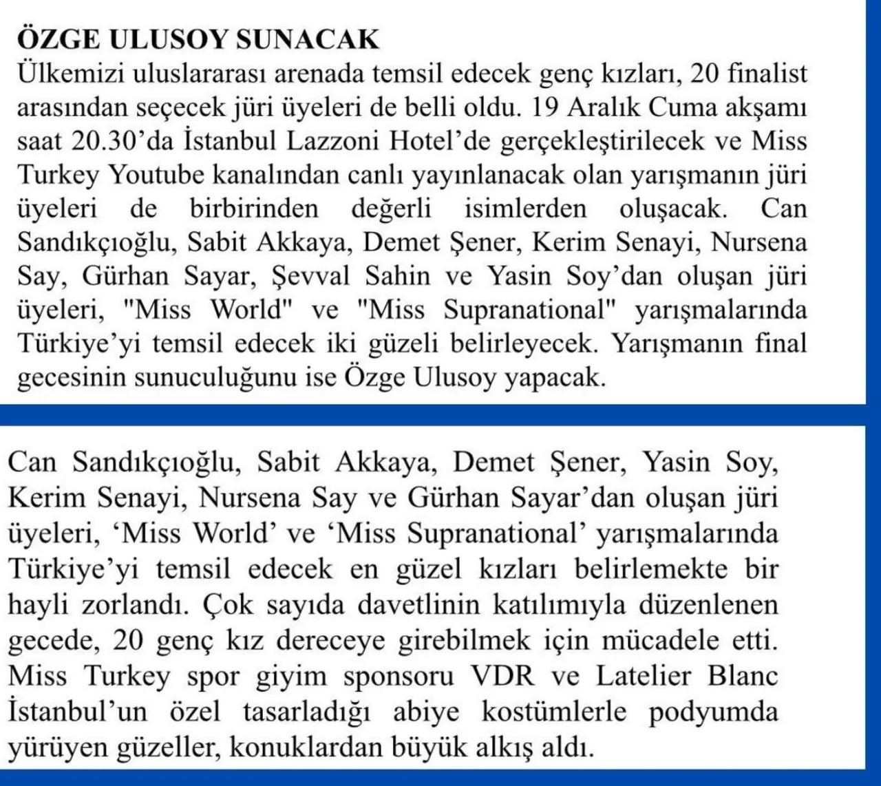 Şevval Şahin’siz final! Miss Turkey kulislerinde uyuşturucu soruşturması iddiası