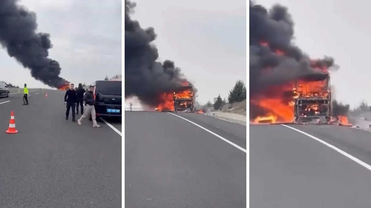 Yolcu otobüsünde yangın! 25 yolcu son anda kurtuldu