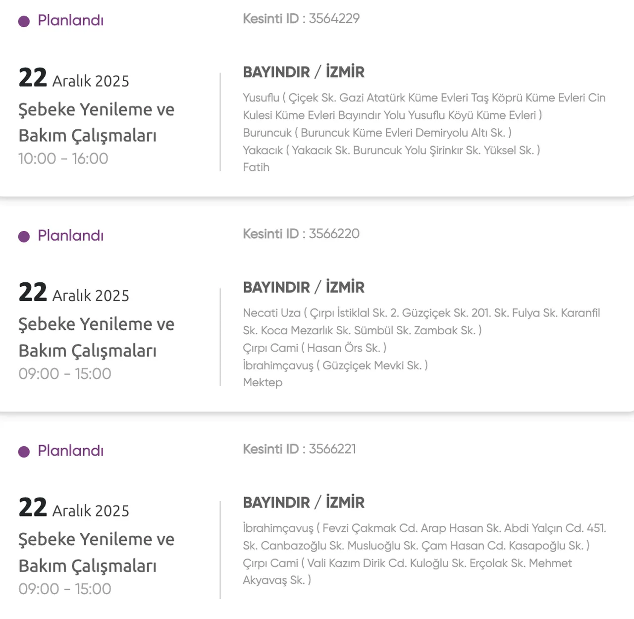 22 Aralık Gediz Elektirik kesintisi listesi! İzmir'de elektrikler ne zaman gelecek?( Bornova, Buca, Çiğli)