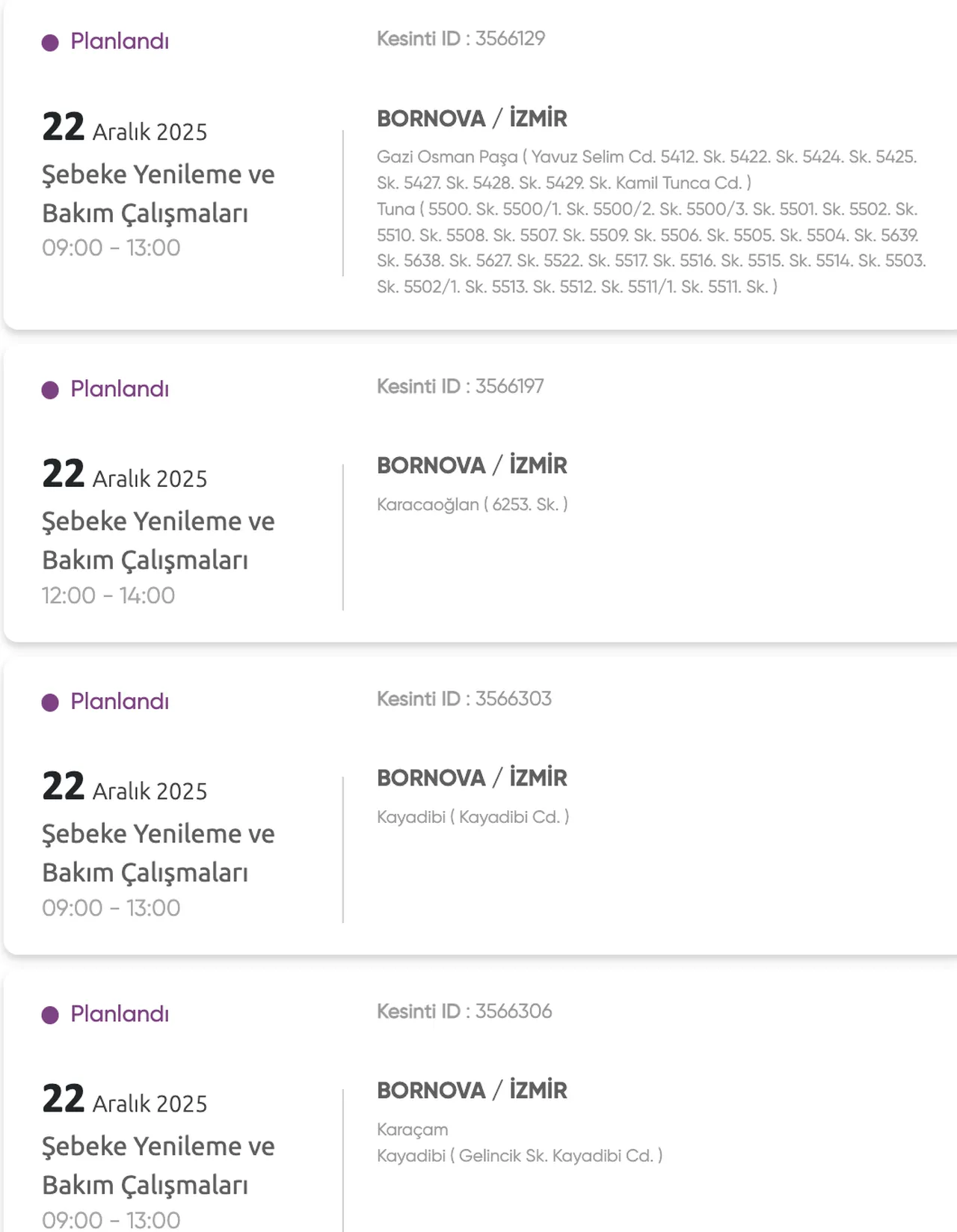 22 Aralık Gediz Elektirik kesintisi listesi! İzmir'de elektrikler ne zaman gelecek?( Bornova, Buca, Çiğli)