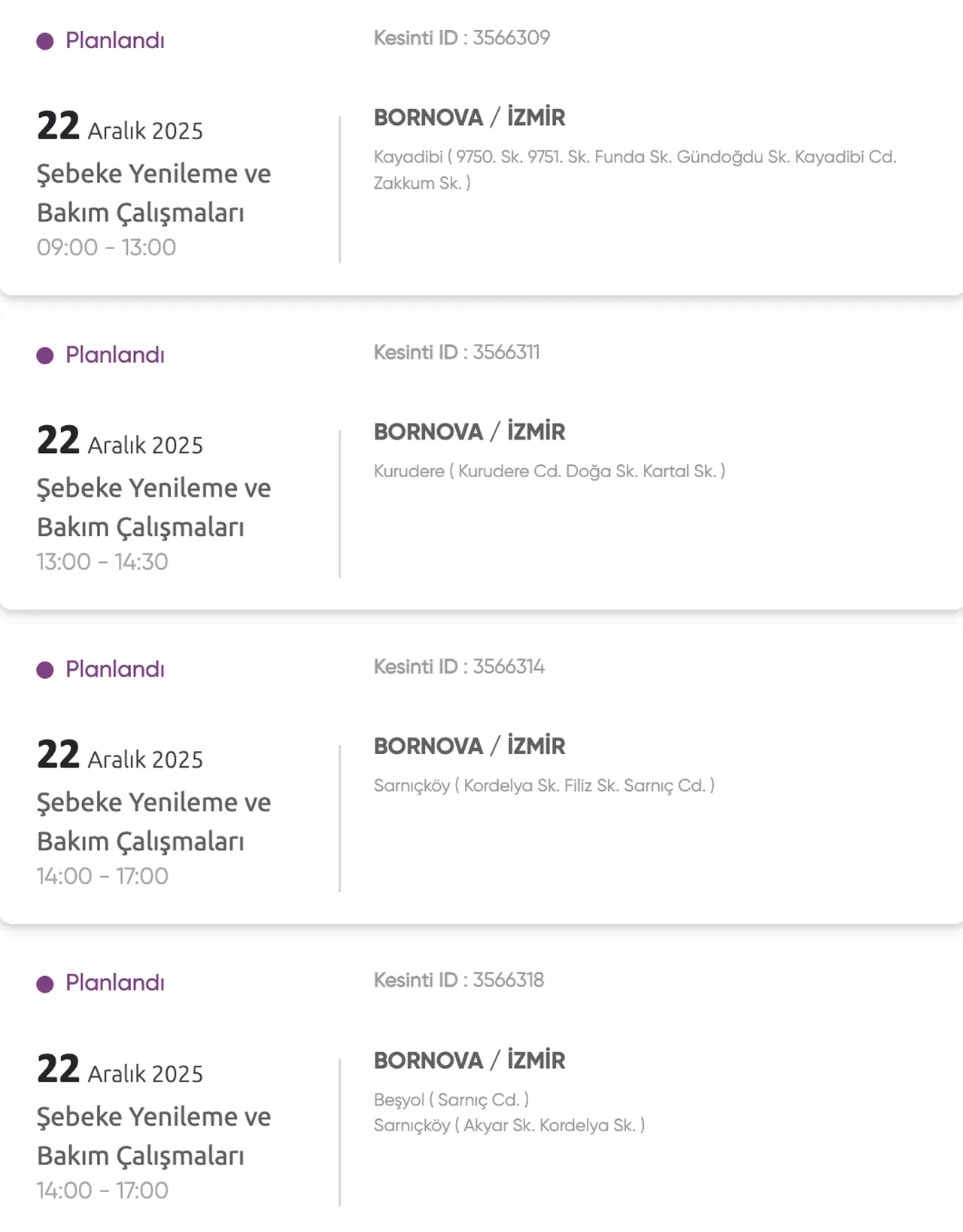 22 Aralık Gediz Elektirik kesintisi listesi! İzmir'de elektrikler ne zaman gelecek?( Bornova, Buca, Çiğli)