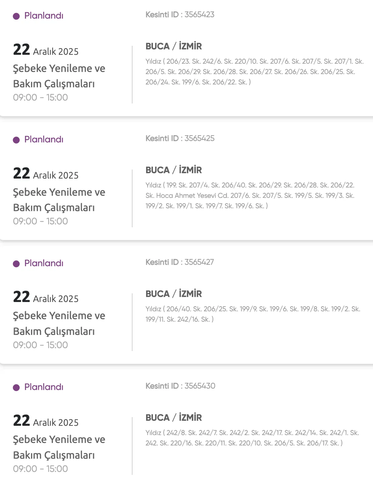 22 Aralık Gediz Elektirik kesintisi listesi! İzmir'de elektrikler ne zaman gelecek?( Bornova, Buca, Çiğli)