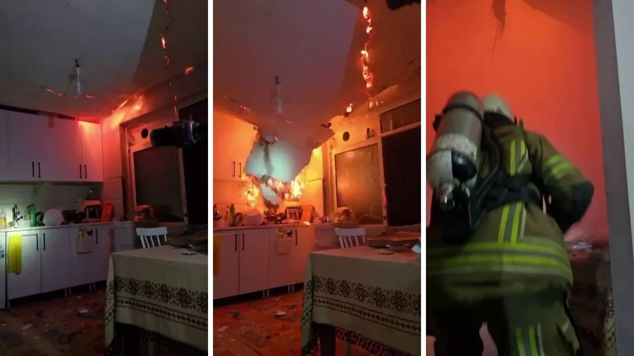 İtfaiye ekipleri ölümden döndü! Yangında tavan çöktü