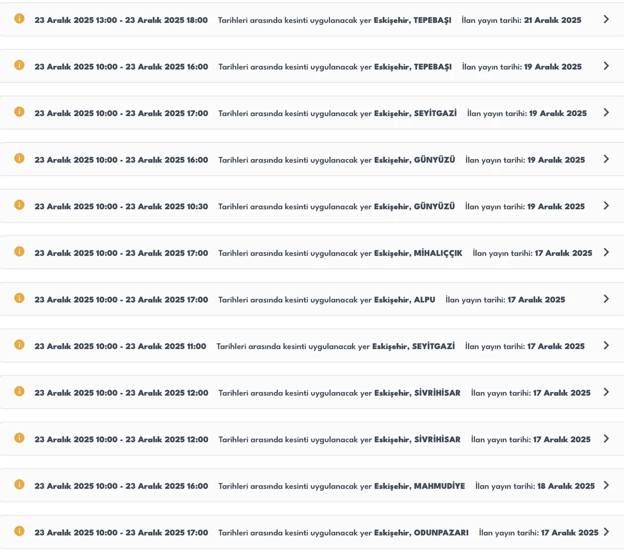 23 Eskişehir elektrik kesintisi sorgulama! 23 Aralık OEDAŞ arıza listesi: Elektrikler ne zaman gelecek?