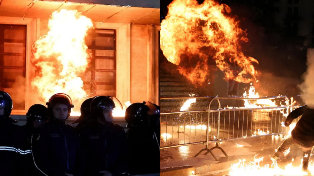 Başkent savaş alanına döndü! Arnavutluk'ta Başbakanlık binasına molotof atıldı