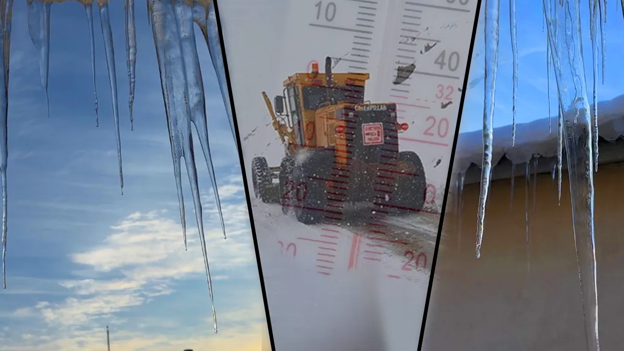 Eksi 6 derecelik Hakkari'de ‘buz’ kestiren manzara! Boyu 2 günde 3 metreyi aştı 