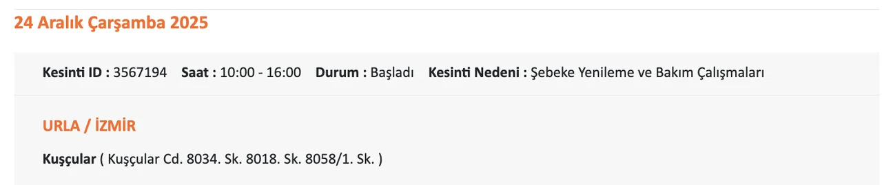 Gediz Elektrik kesintisi sorgulama: 24 Aralık 2025 İzmirde elektrikler ne zaman gelecek?( Bornova, Urla, Çeşme?