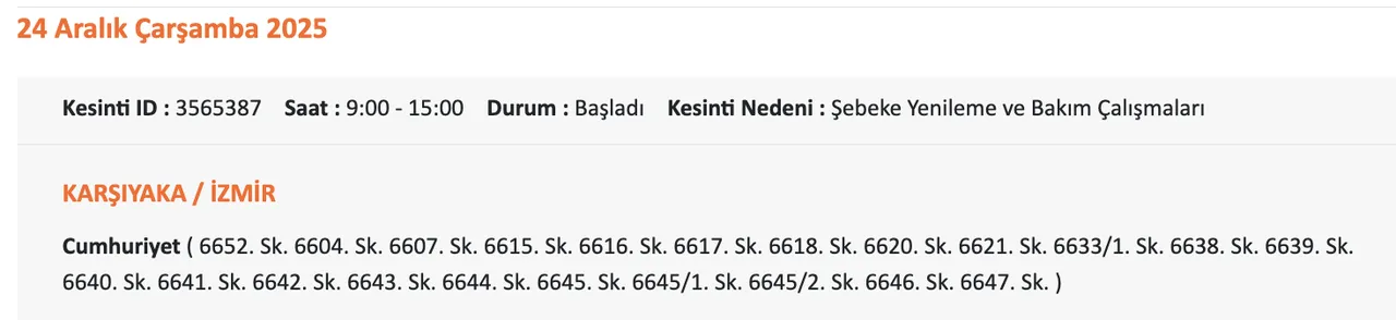 Gediz Elektrik kesintisi sorgulama: 24 Aralık 2025 İzmirde elektrikler ne zaman gelecek?( Bornova, Urla, Çeşme?