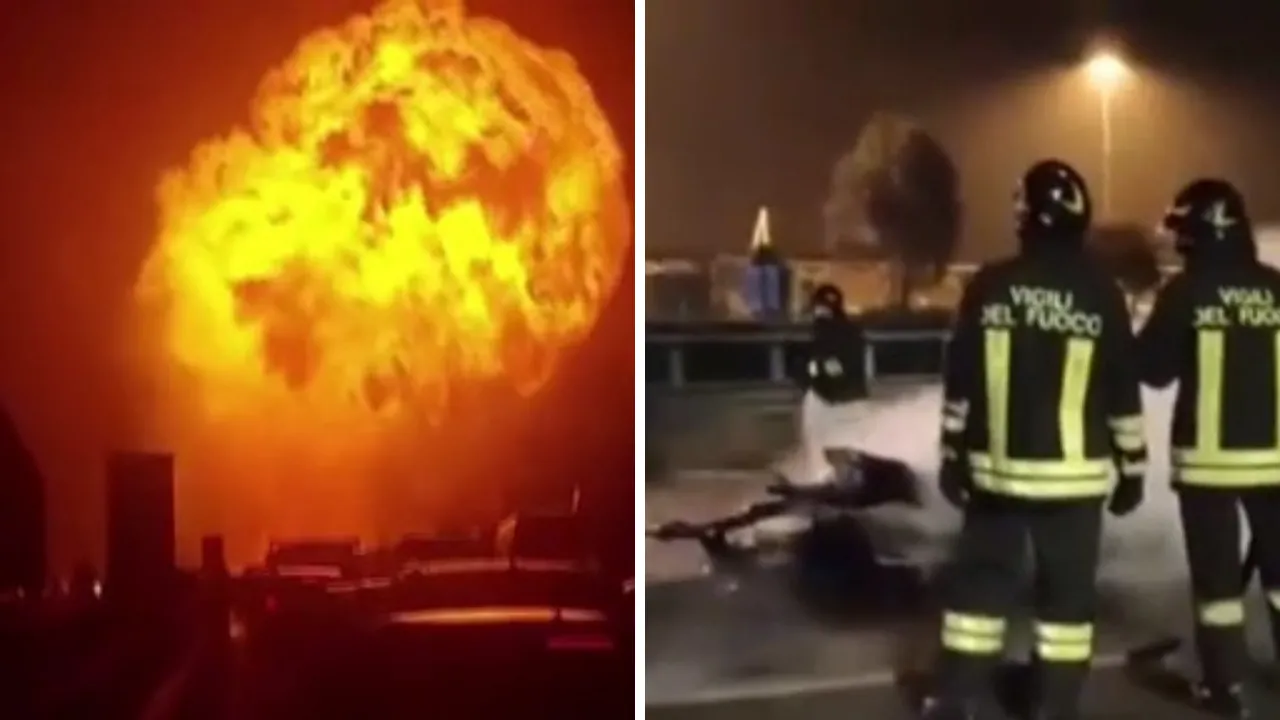 İtalya'da otoyolda korku dolu anlar! Yakıt tankeri bomba gibi patladı, alevler gökyüzünü aydınlattı
