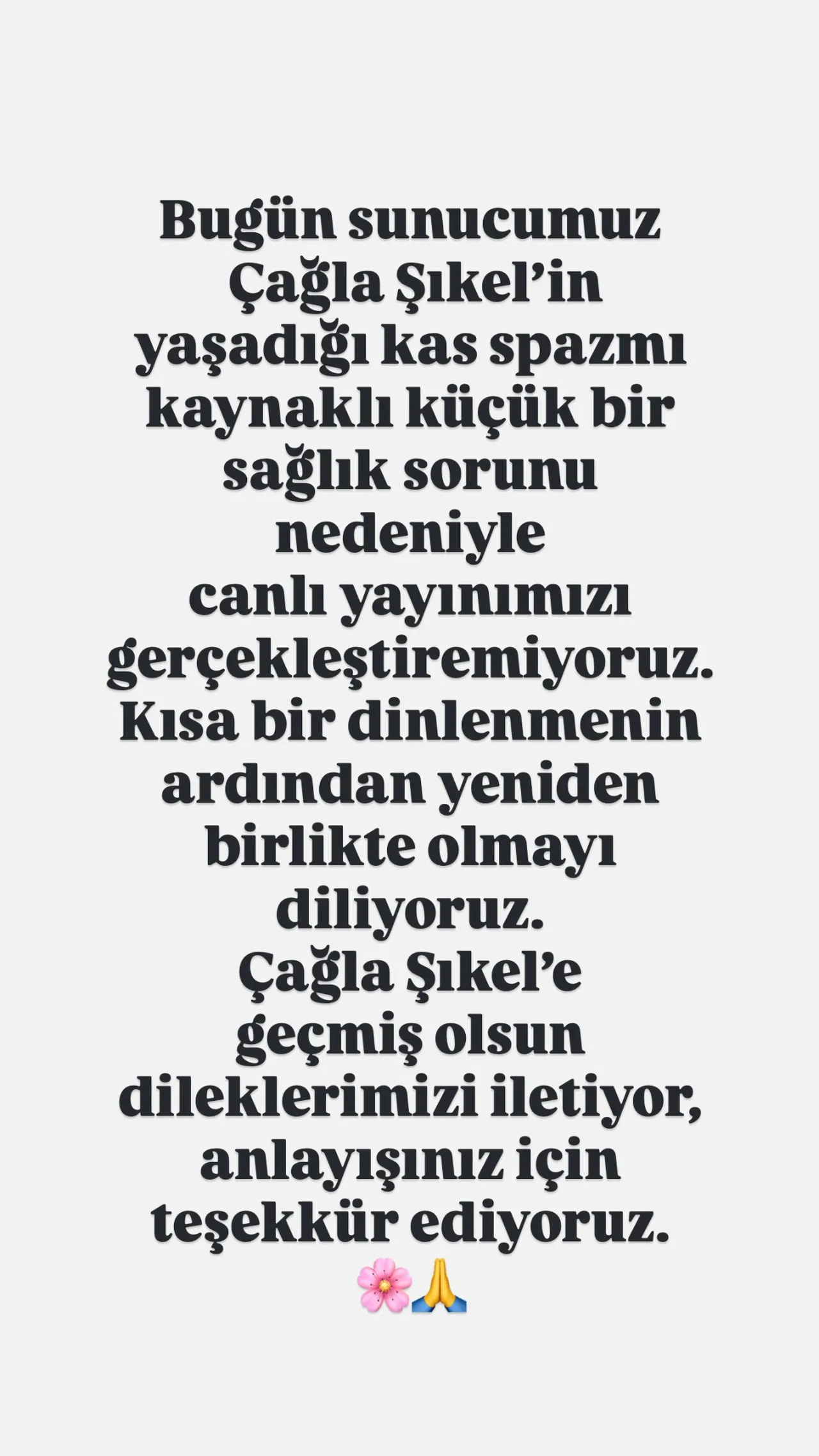 Yayına çıkmayan Çağla Şıkel’in hastalığı belli oldu! ‘Geçmiş olsun’ mesajları gecikmedi