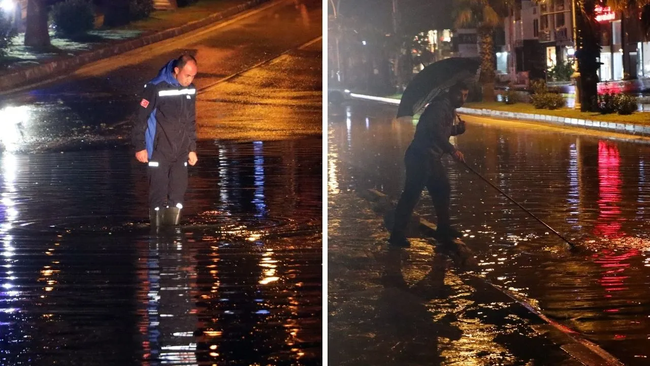 Bodrum'da kuvvetli sağanak ve dolu etkisi! Hayat felç oldu