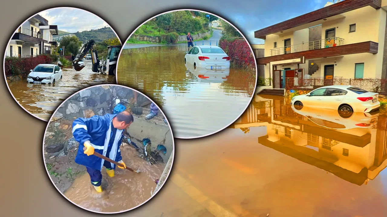 Evler tahliye edildi, arabalar sele kapıldı! Bodrum’a 12 saatte 44,2 kilogram yağmur düştü