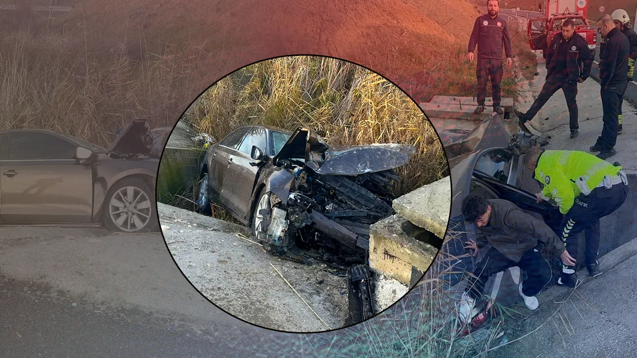 Tekirdağ'da su kanalına düşen otomobilde sıkışan çift ölümden döndü 