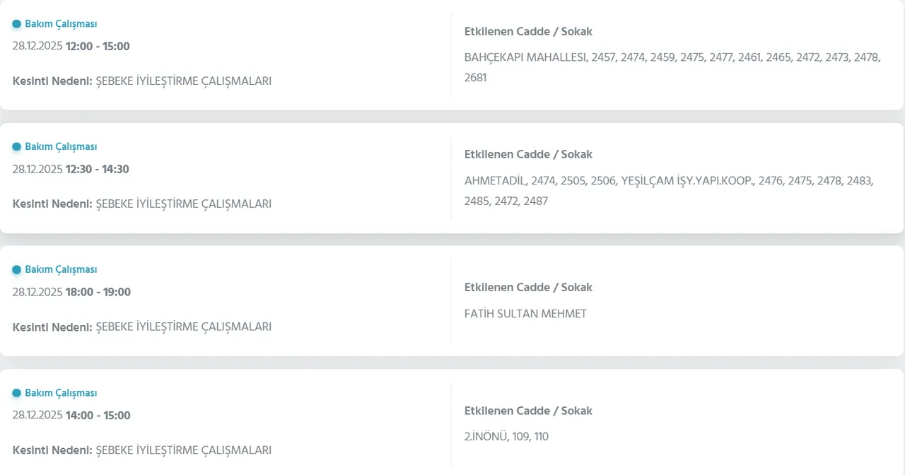 Ankara elektrik kesintisi 27-29 Aralık! Ankara'da elektrikler ne zaman gelecek? (Etimesgut, Yenimahalle)