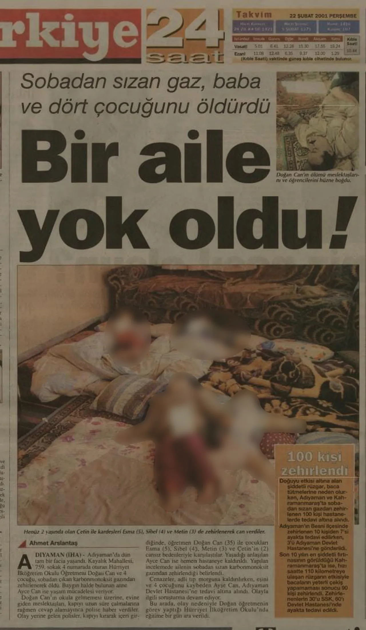 22 Şubat 2001 tarihli Türkiye gazetesi
