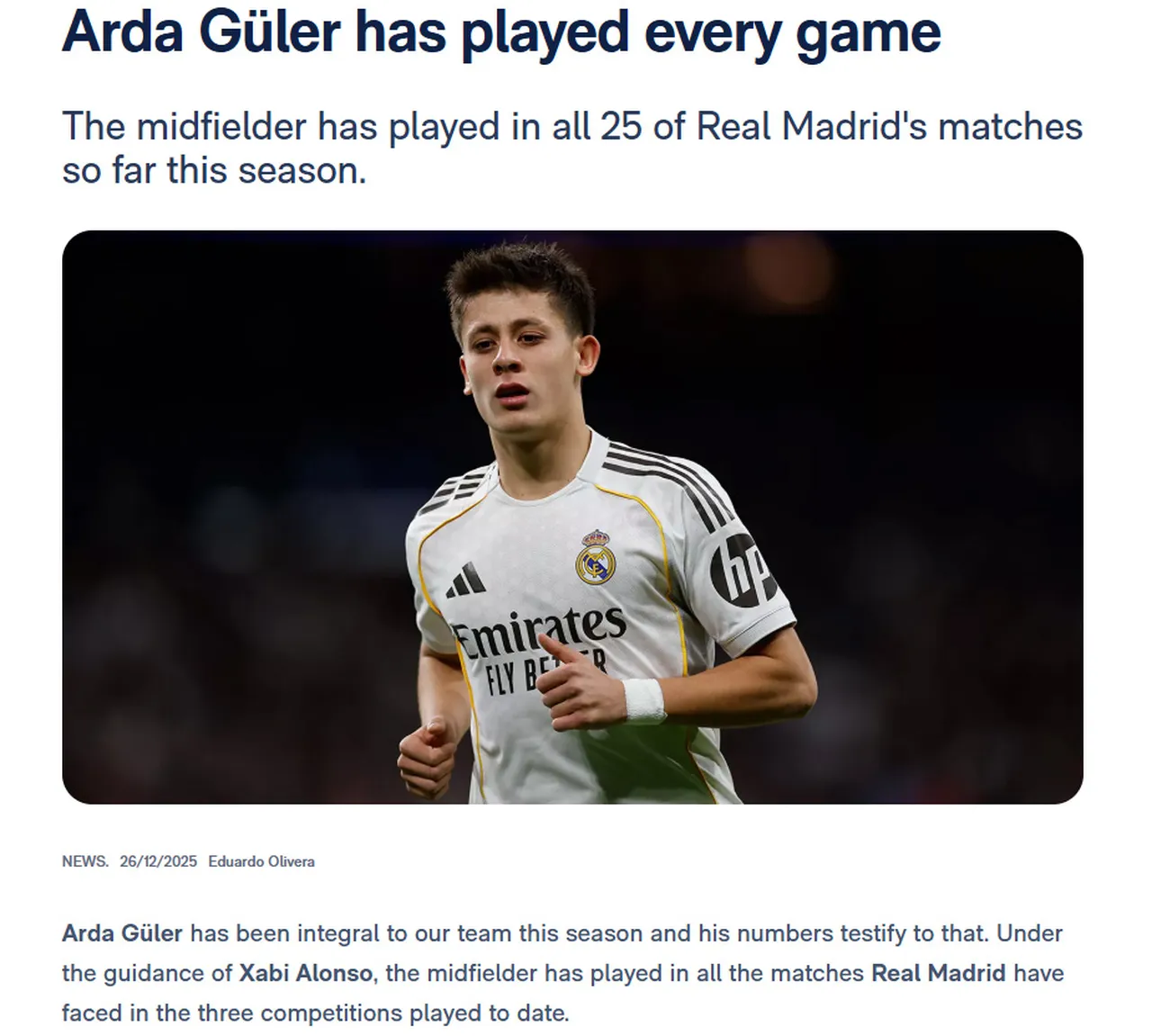 Real Madrid'in Arda Güler açıklaması